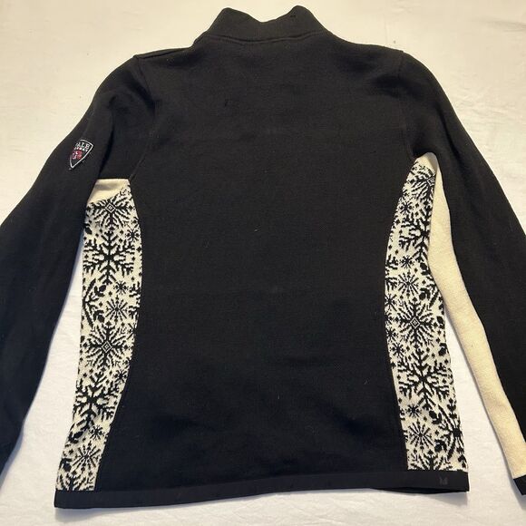 Dale of Norway Women's Black Cream Snowflake Nordic Full Zip Wool Sweater Size L - Picture 15 of 16